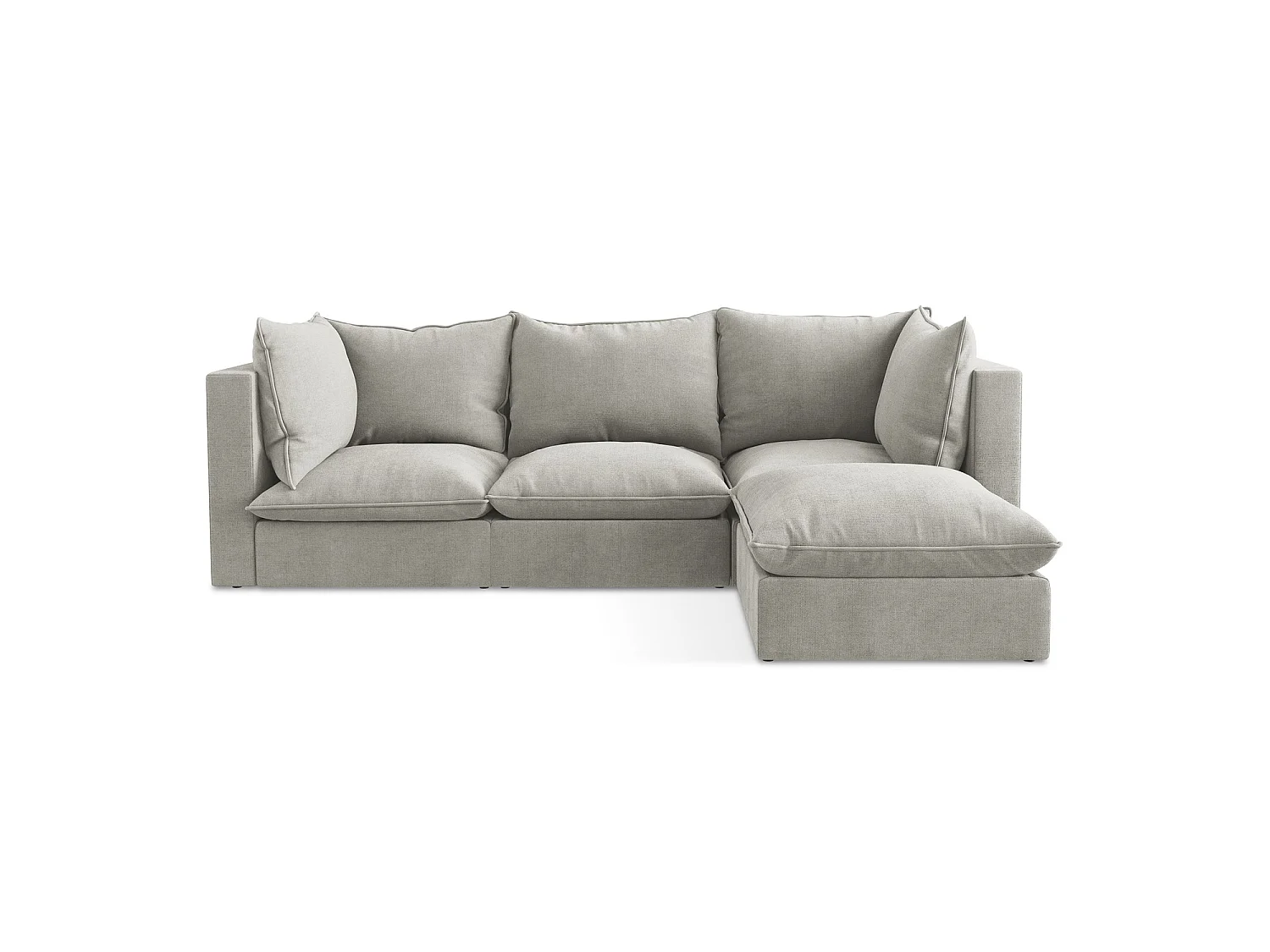 3-Sitzer Modulares Ecksofa - Ecke Rechts - Strukturstoff - Hellgrau - RAVENNA