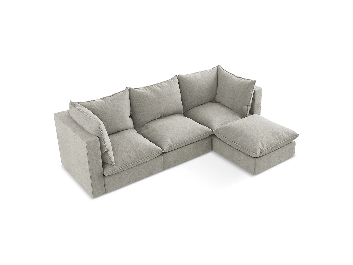 3-Sitzer Modulares Ecksofa - Ecke Rechts - Strukturstoff - Hellgrau - RAVENNA