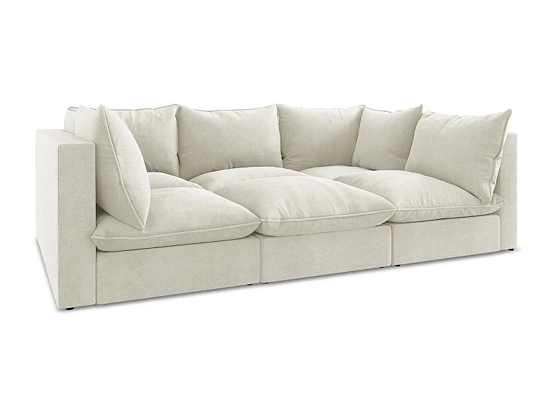 Modulares 3-Sitzer Sofa - - Strukturstoff - Beige - MANAO