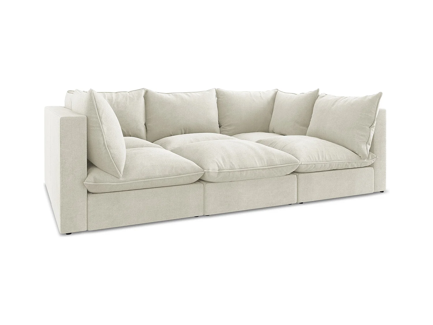 Canapé modulable 3 places en tissu texturé - beige - MANAO