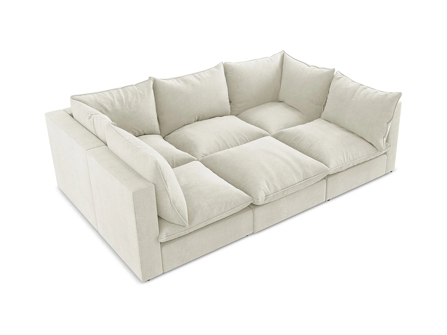 Canapé modulable 3 places en tissu texturé - beige - MANAO