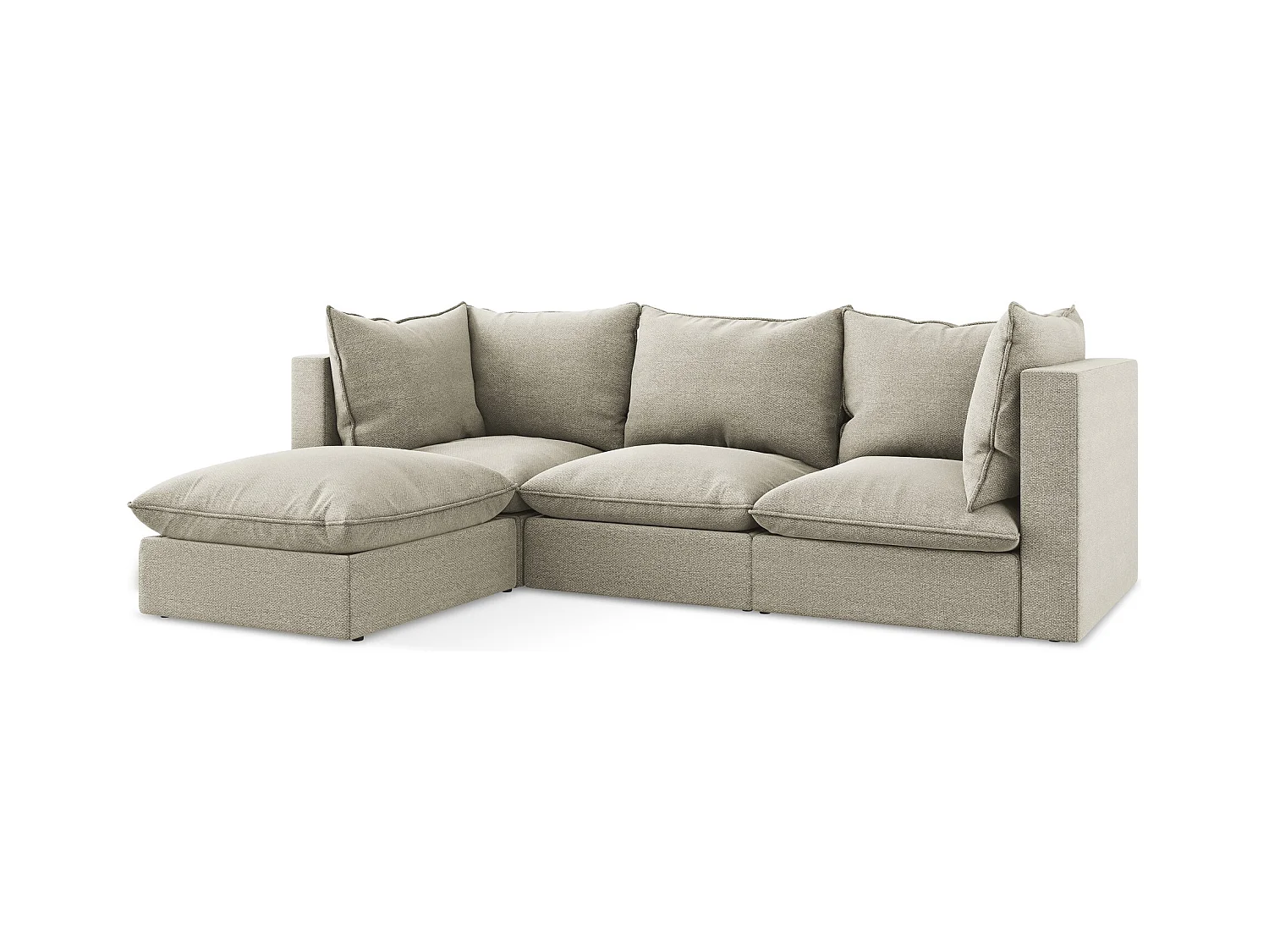 3-Sitzer Modulares Ecksofa - Ecke Links - Bouclé - Taupe - MANAO