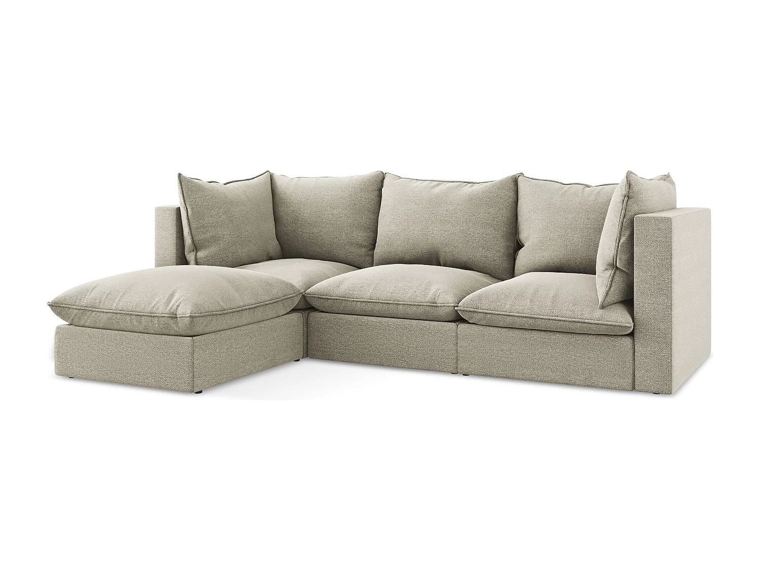 3-Sitzer Modulares Ecksofa - Ecke Links - Bouclé - Taupe - MANAO