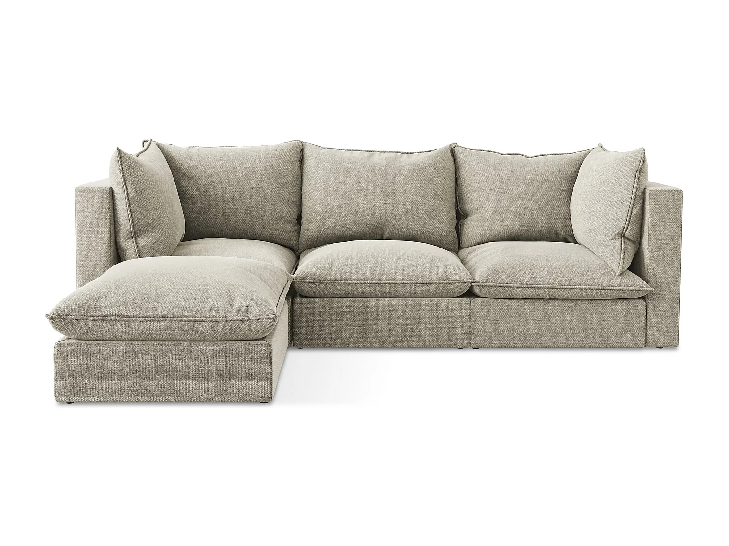 3-Sitzer Modulares Ecksofa - Ecke Links - Bouclé - Taupe - MANAO