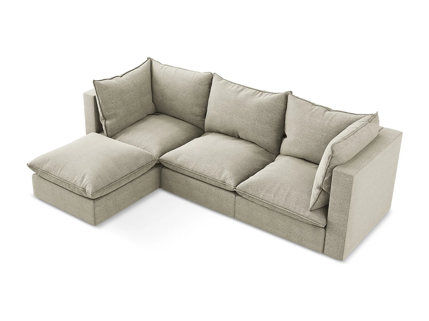 3-Sitzer Modulares Ecksofa - Ecke Links - Bouclé - Taupe - MANAO
