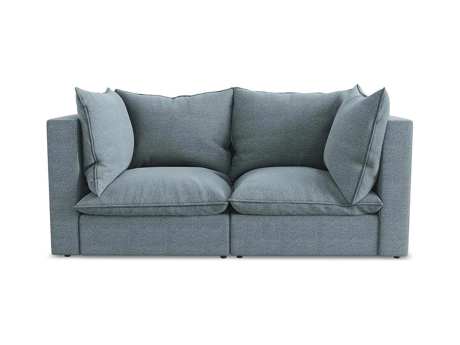 Canapé modulable 2 places en tissu bouclette - jeans - MANAO