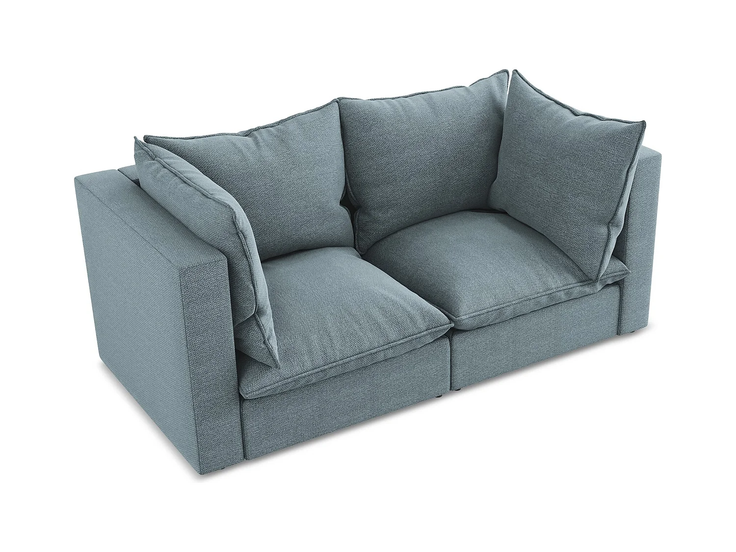 Canapé modulable 2 places en tissu bouclette - jeans - MANAO