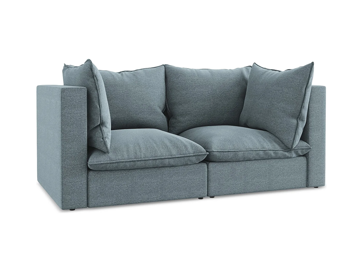 Canapé modulable 2 places en tissu bouclette - jeans - MANAO