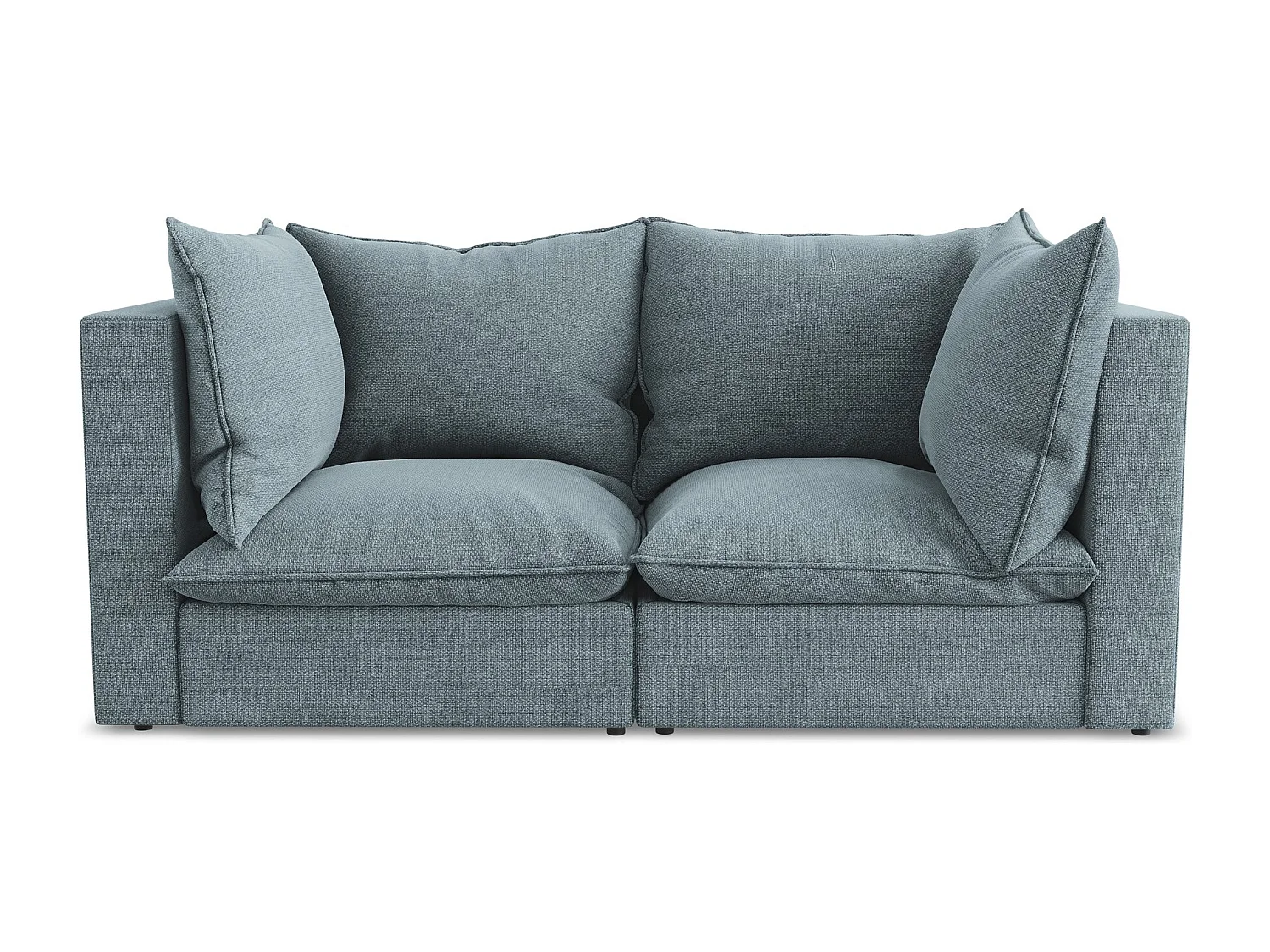 Canapé modulable 2 places en tissu bouclette - jeans - MANAO