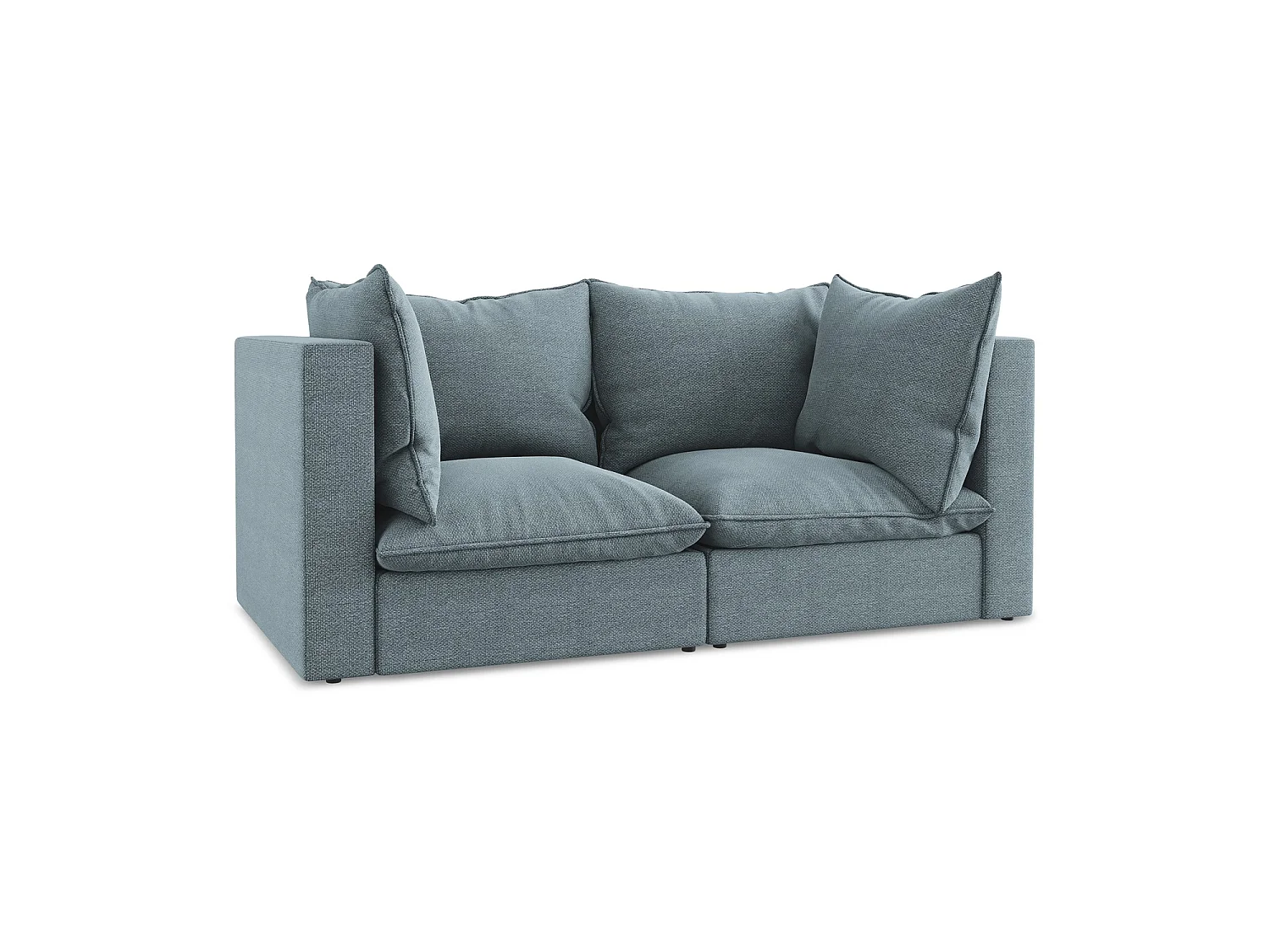 Canapé modulable 2 places en tissu bouclette - jeans - RAVENNA