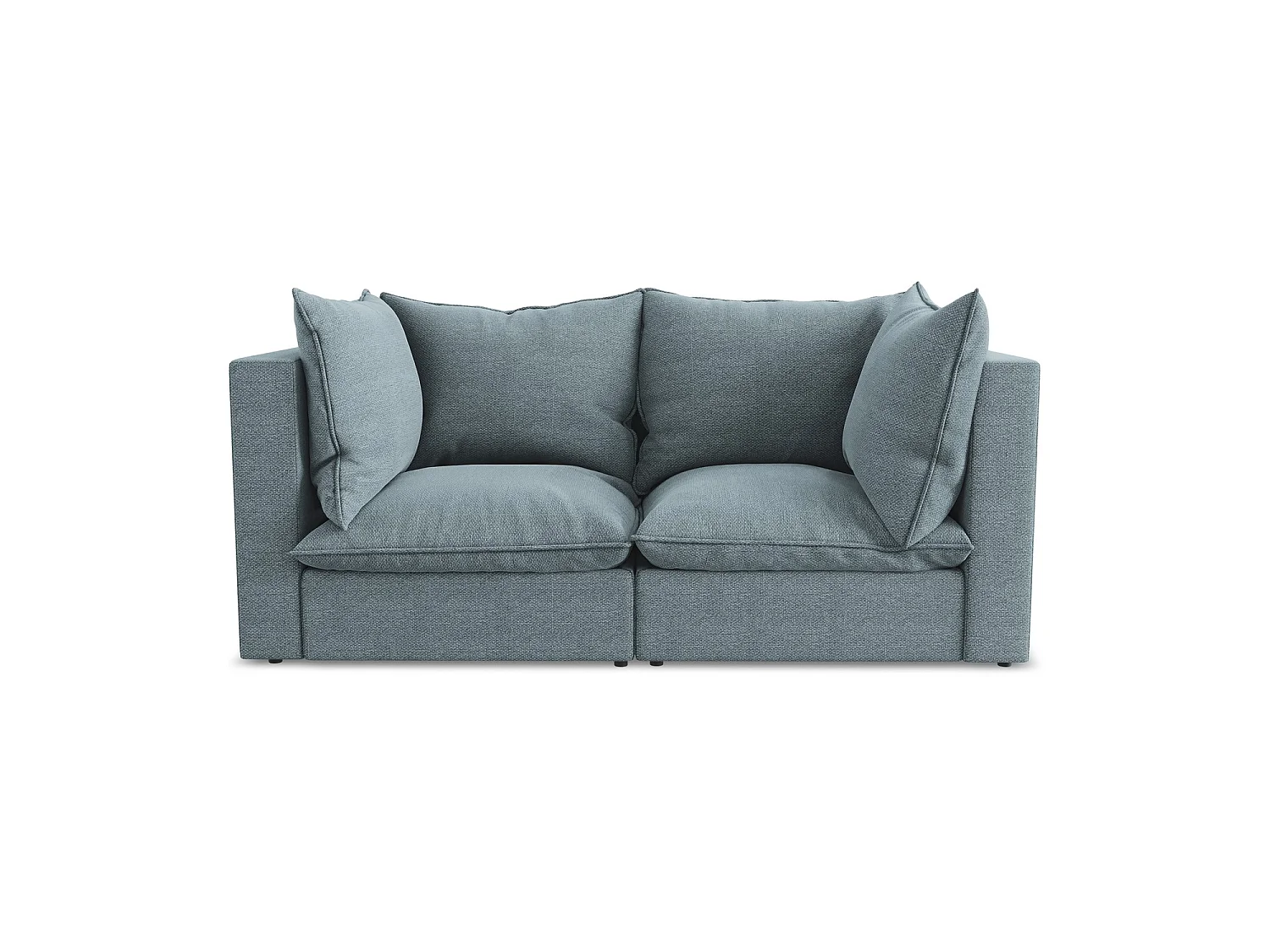 Canapé modulable 2 places en tissu bouclette - jeans - RAVENNA