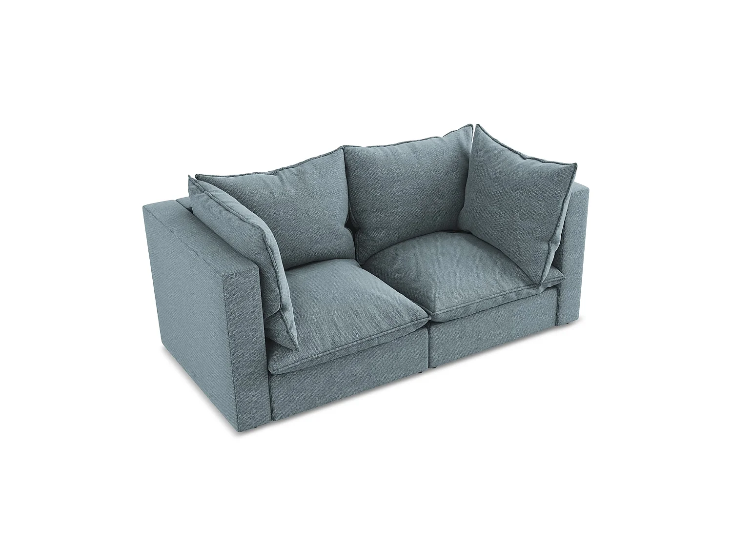 Canapé modulable 2 places en tissu bouclette - jeans - RAVENNA