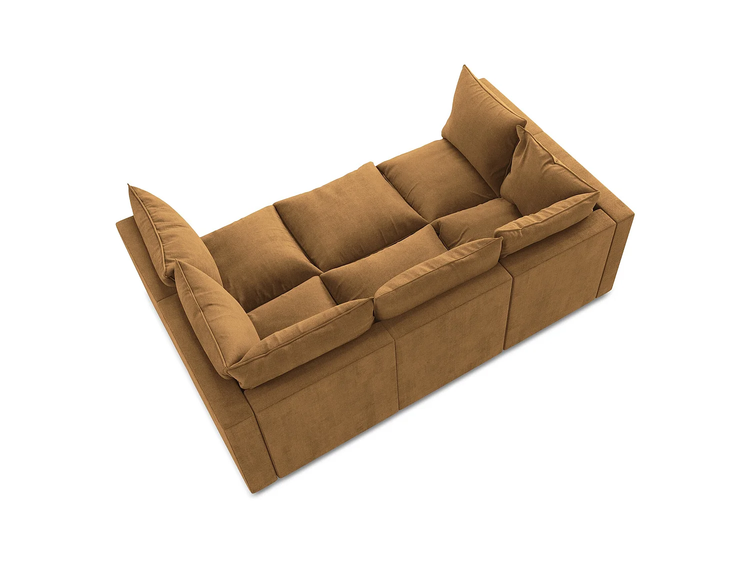 Canapé modulable 3 places en tissu texturé - terre cuite - MANAO