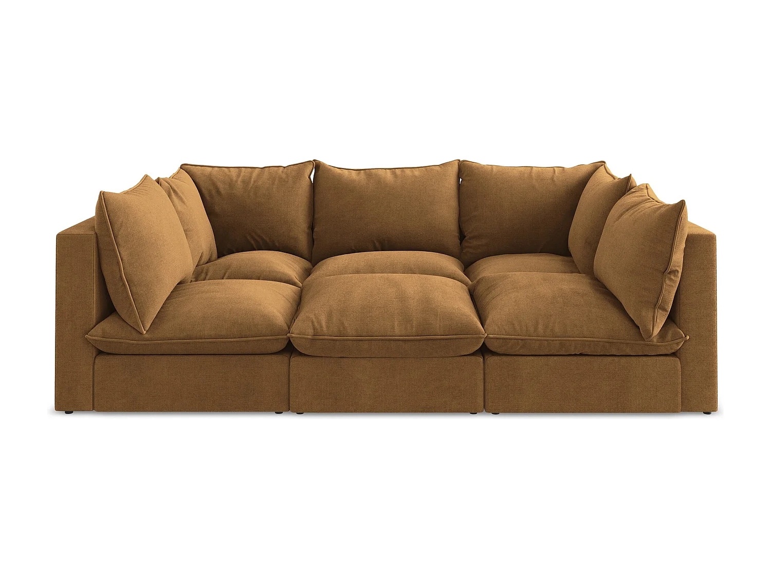 Canapé modulable 3 places en tissu texturé - terre cuite - MANAO