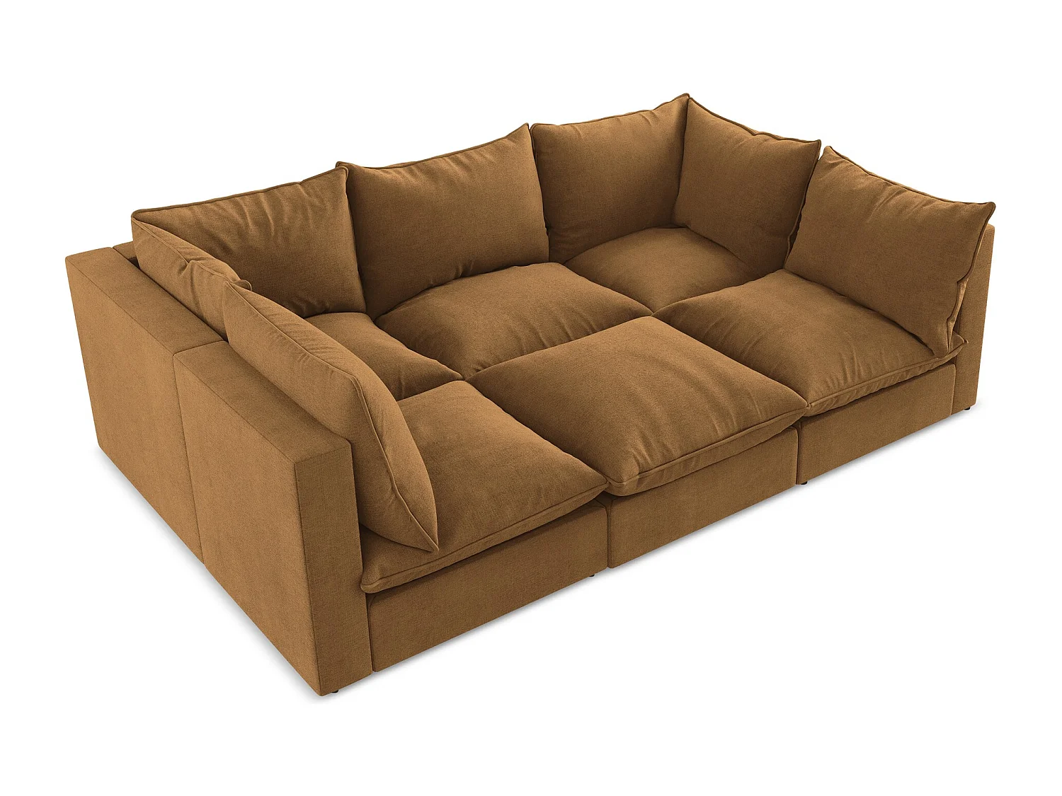 Canapé modulable 3 places en tissu texturé - terre cuite - MANAO