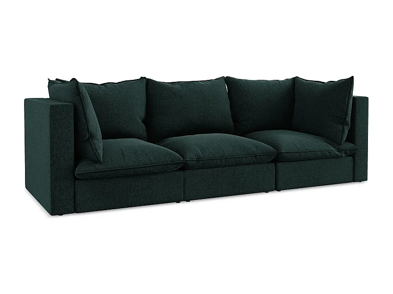 Modulares 3-Sitzer Sofa - - Samt - Grau Grün - MANAO