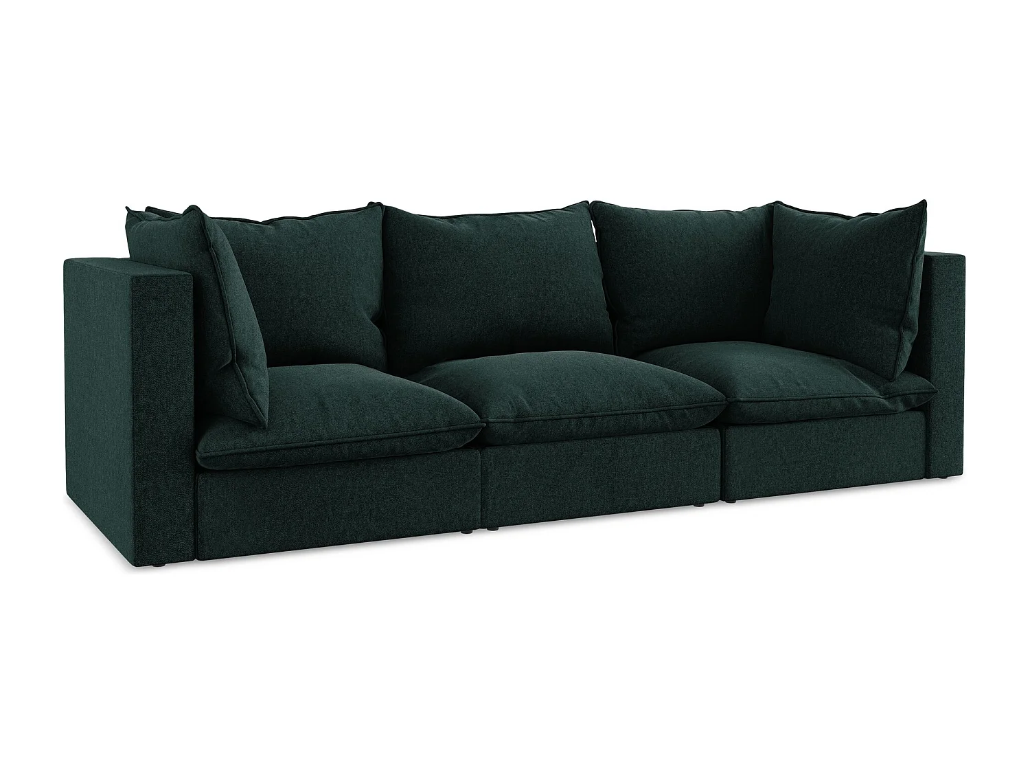 Modulares 3-Sitzer Sofa - - Samt - Grau Grün - MANAO