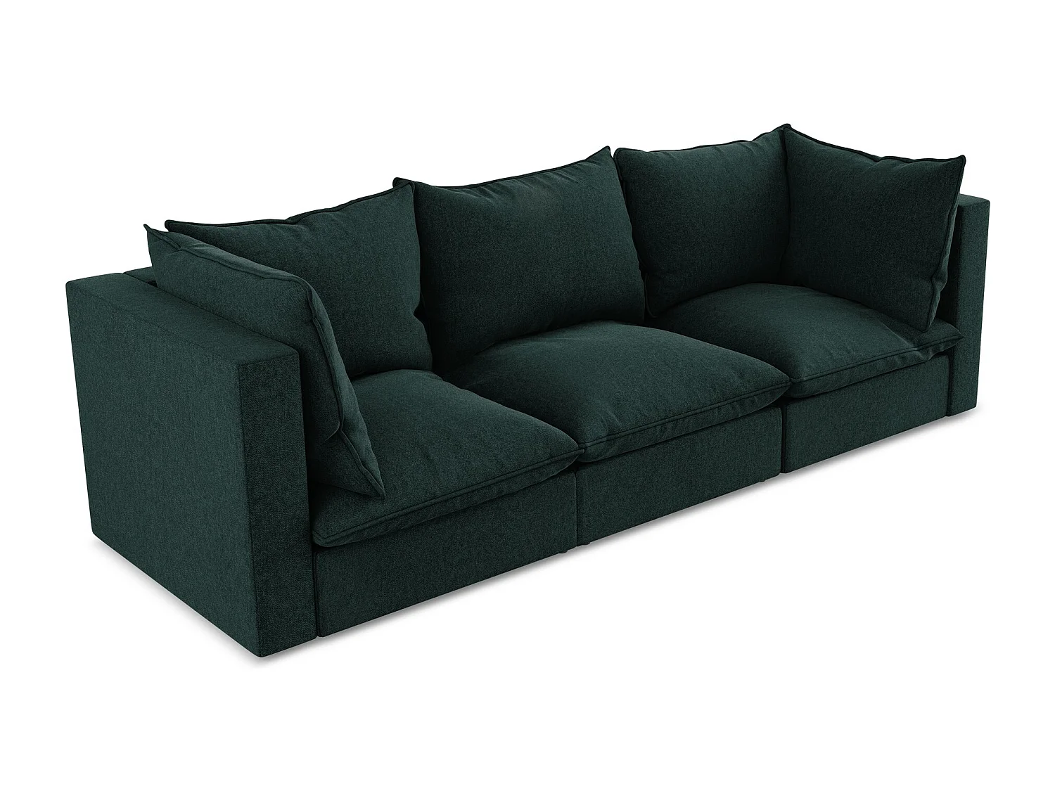 Canapé modulable 3 places en velours - gris vert - MANAO