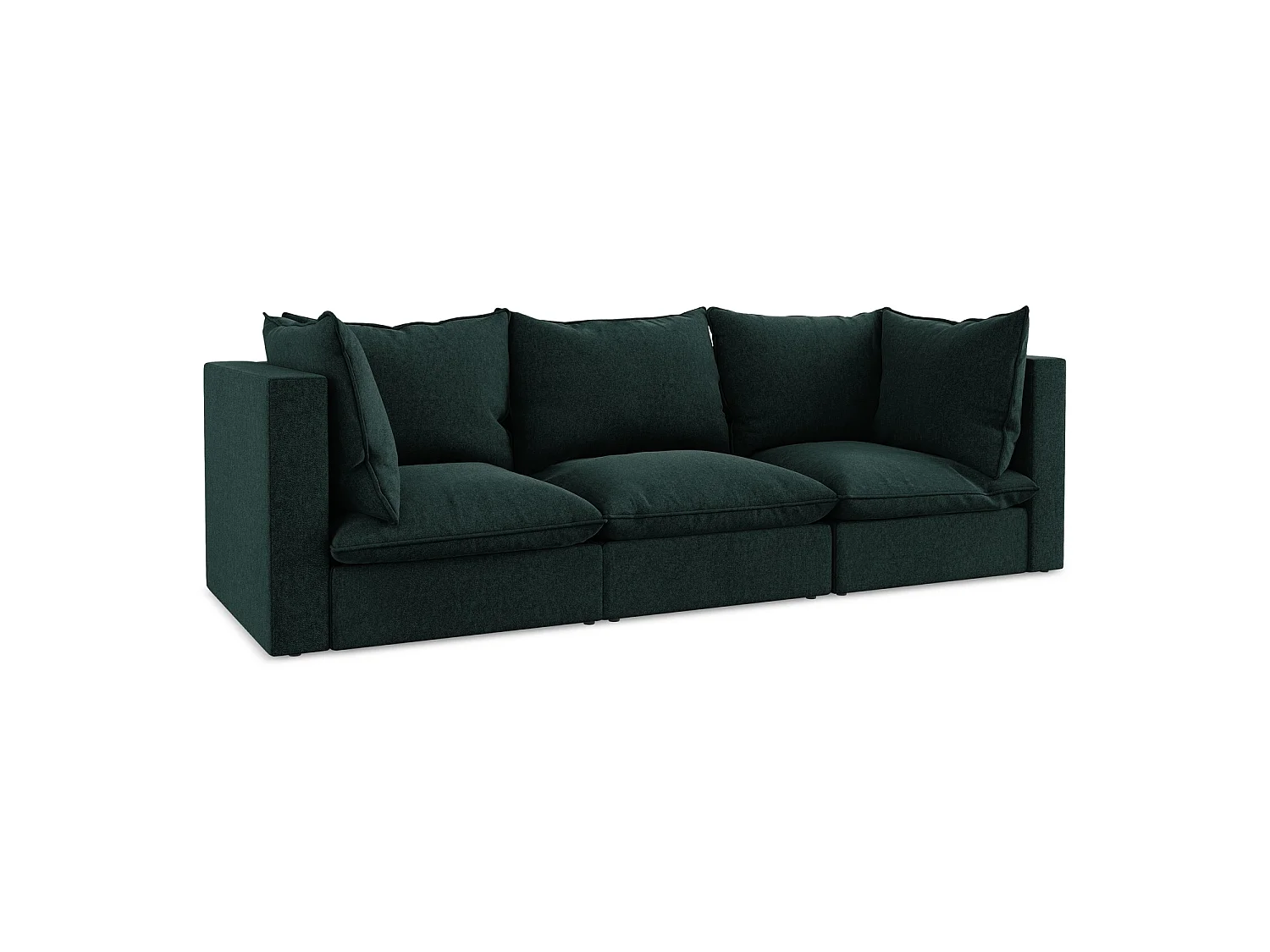 Modulares 3-Sitzer Sofa - - Samt - Grau Grün - RAVENNA