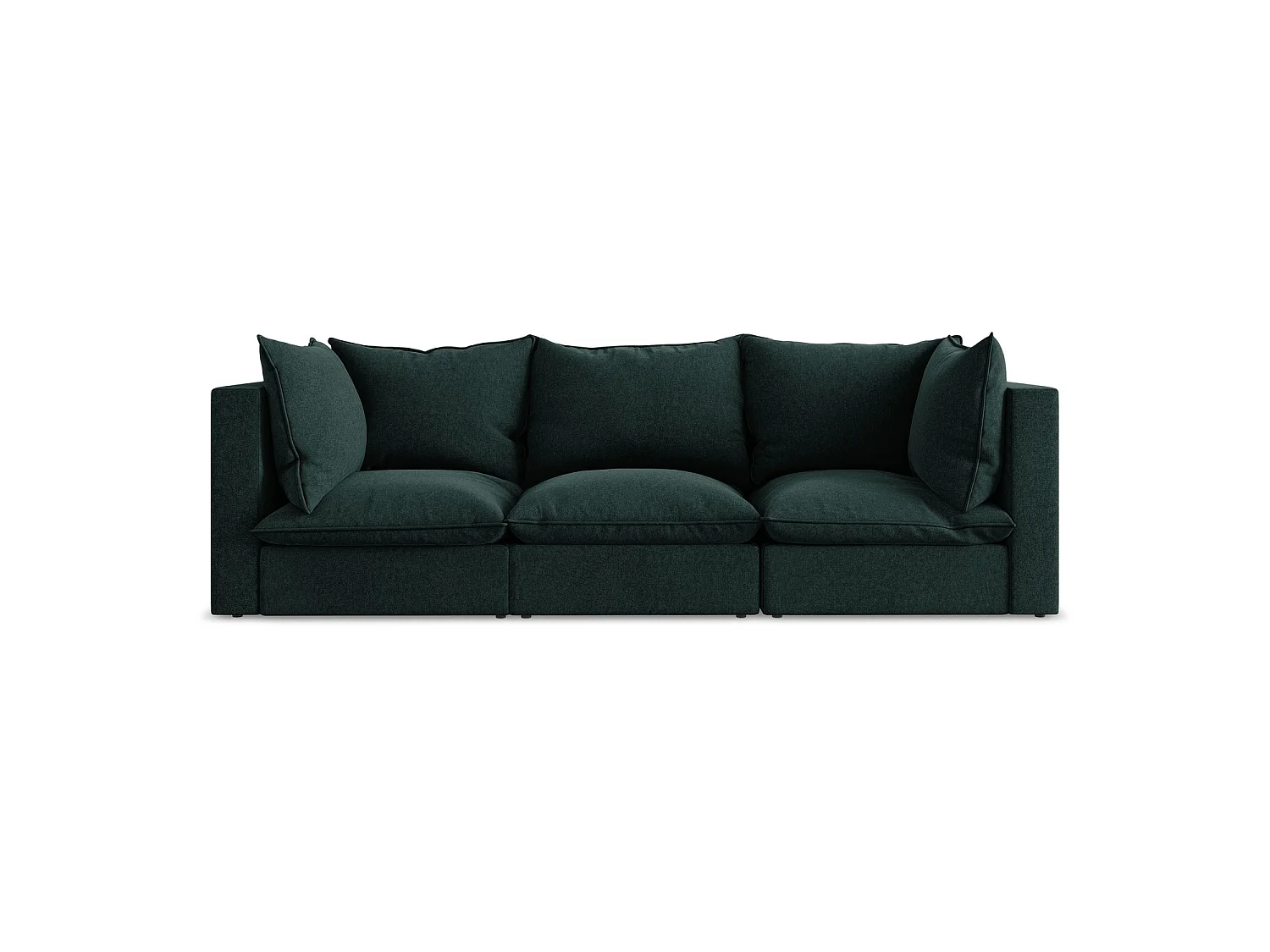 Modulares 3-Sitzer Sofa - - Samt - Grau Grün - RAVENNA