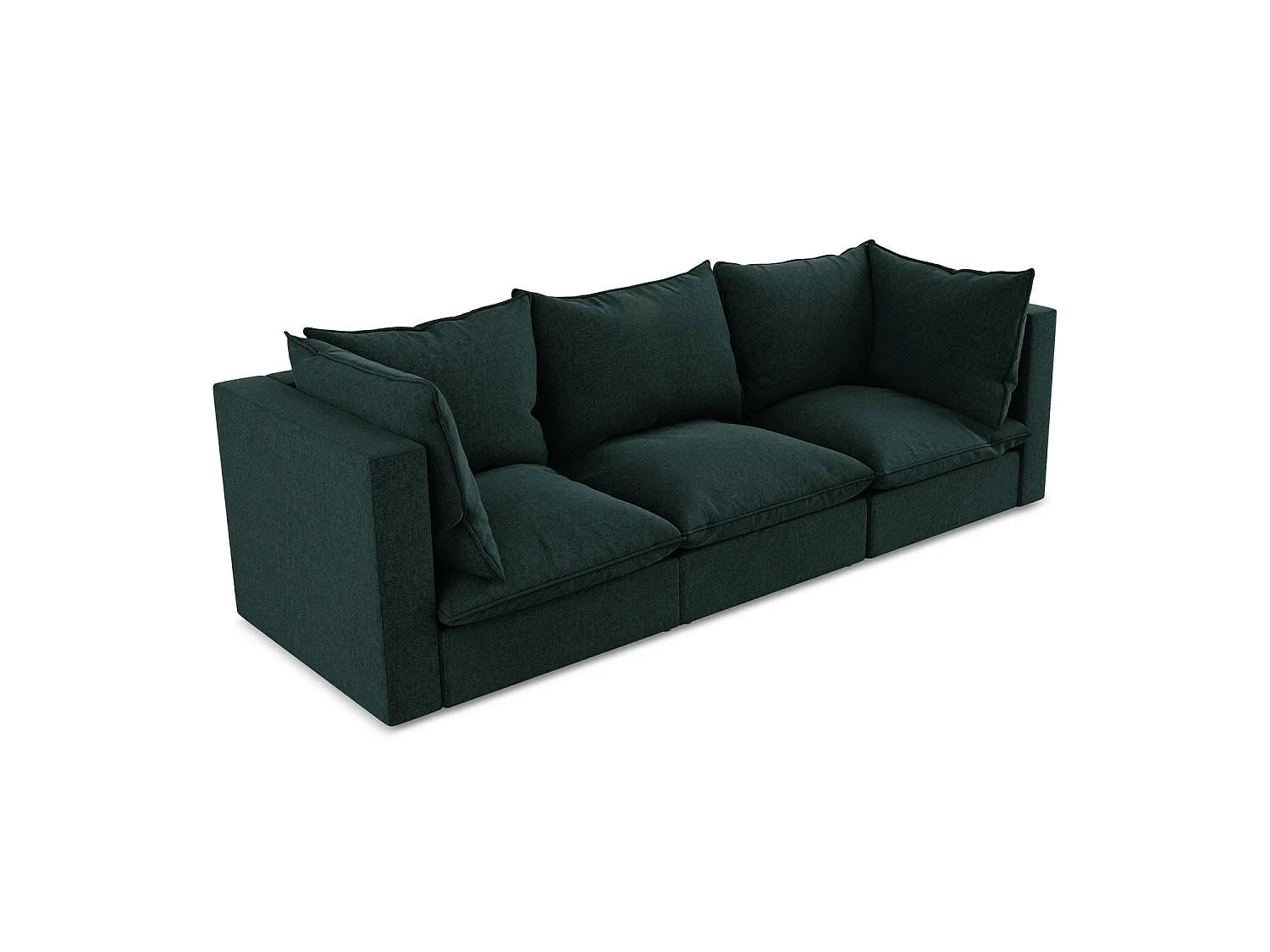 Modulares 3-Sitzer Sofa - - Samt - Grau Grün - RAVENNA