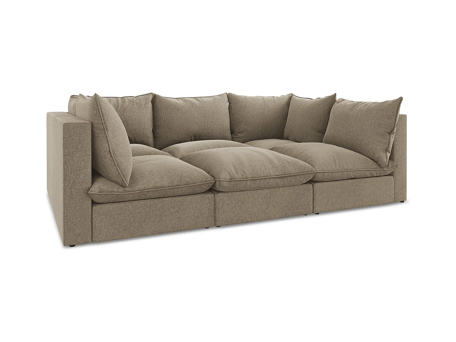 Canapé modulable 3 places en velours - beige - MANAO