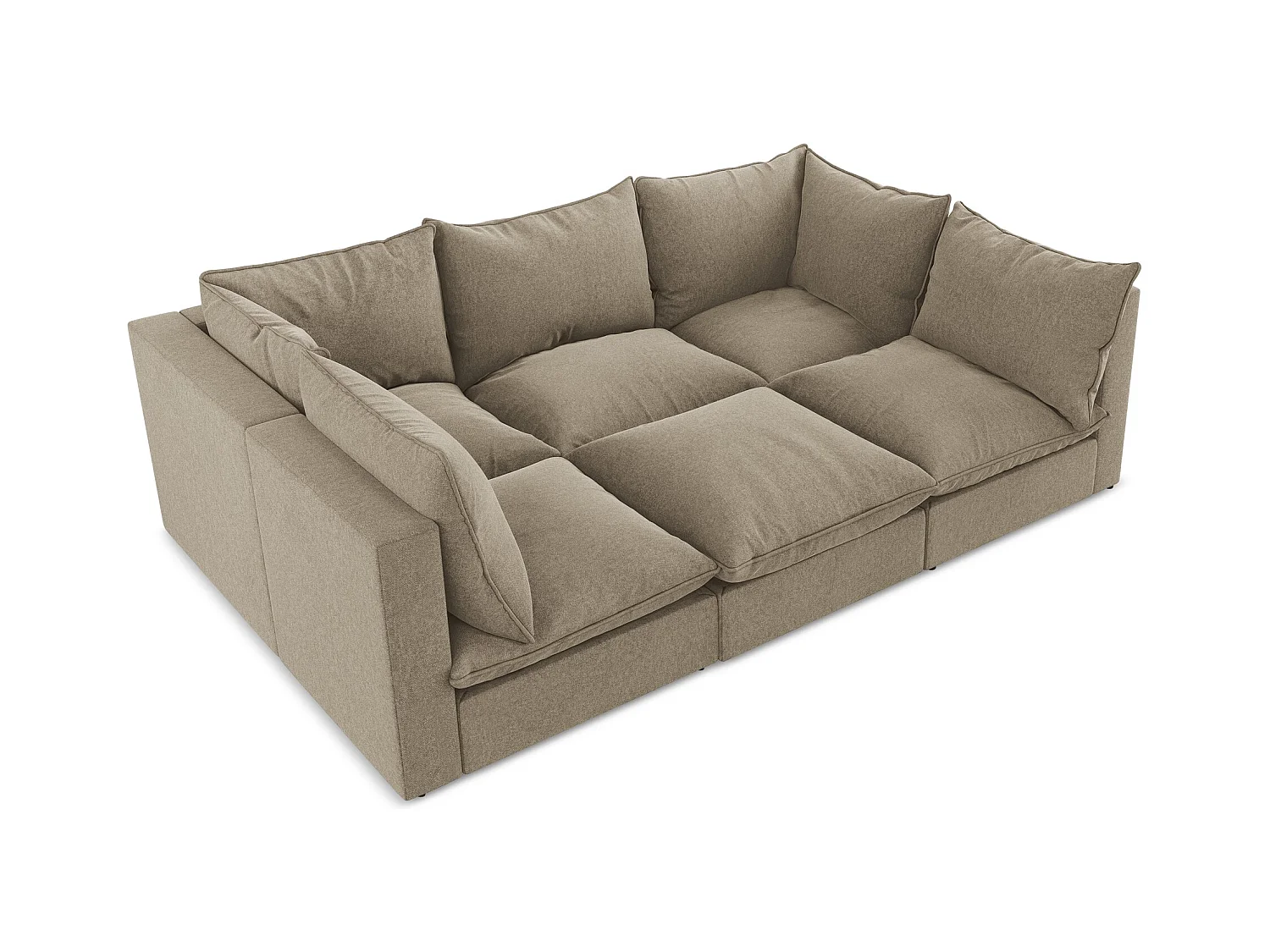 Canapé modulable 3 places en velours - beige - MANAO