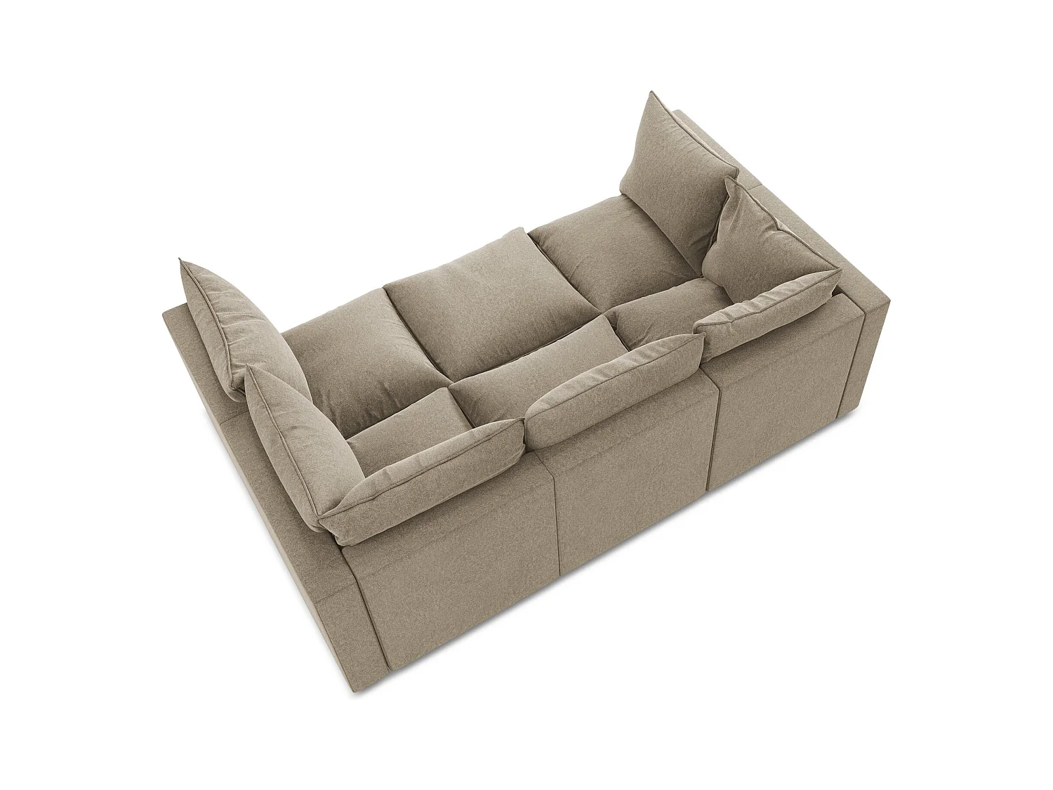 Canapé modulable 3 places en velours - beige - MANAO