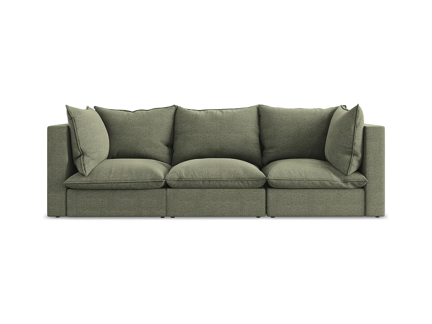 Canapé modulable 3 places en tissu bouclette - olive - MANAO
