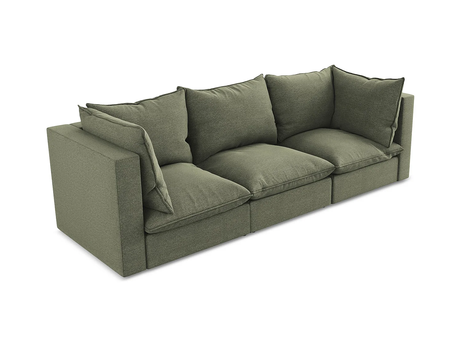 Canapé modulable 3 places en tissu bouclette - olive - MANAO