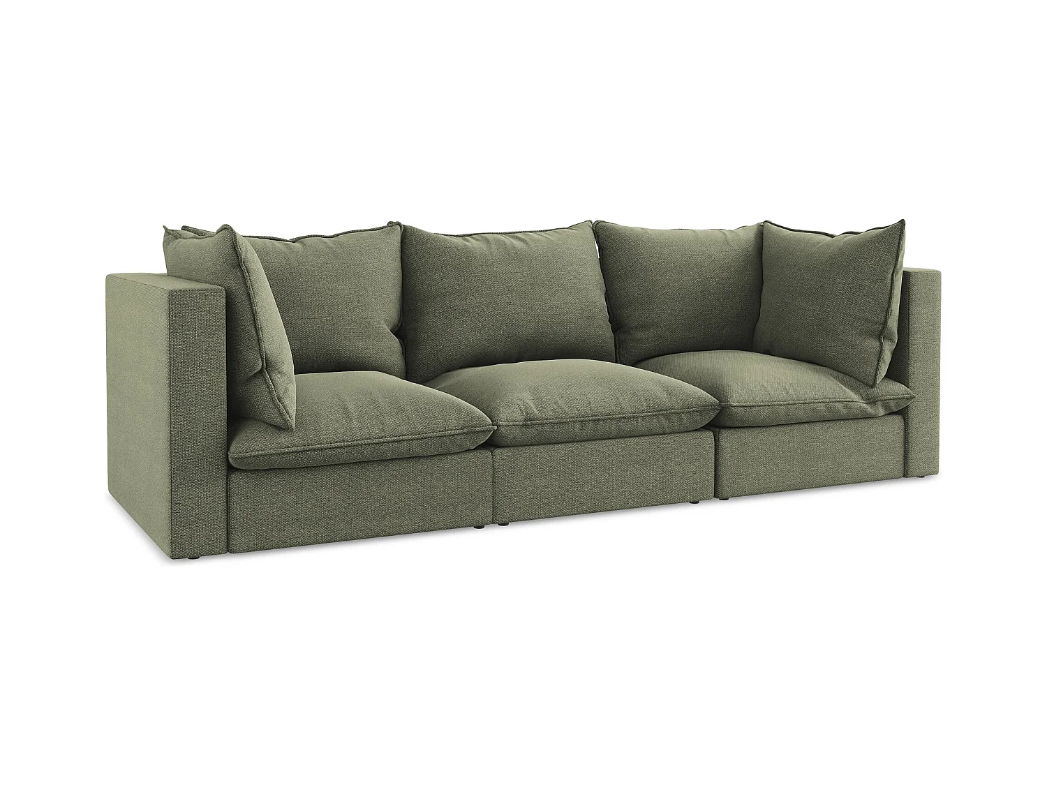 Modulares 3-Sitzer Sofa - - Bouclé - Olive - MANAO