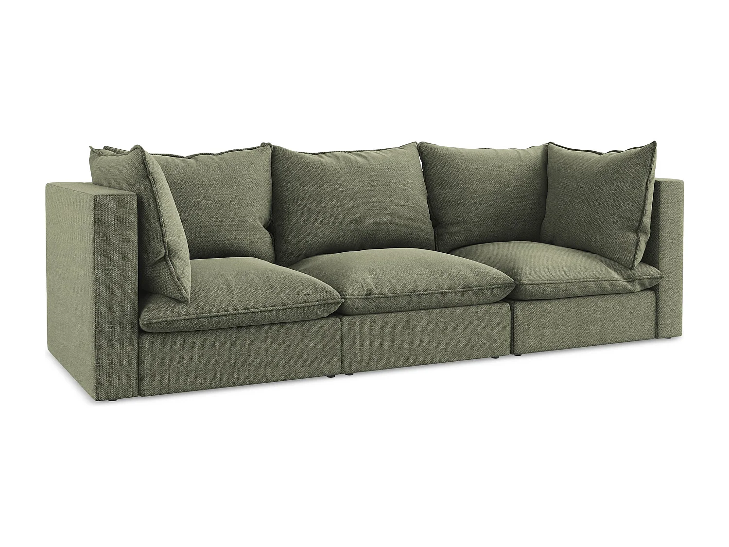 Modulares 3-Sitzer Sofa - - Bouclé - Olive - MANAO