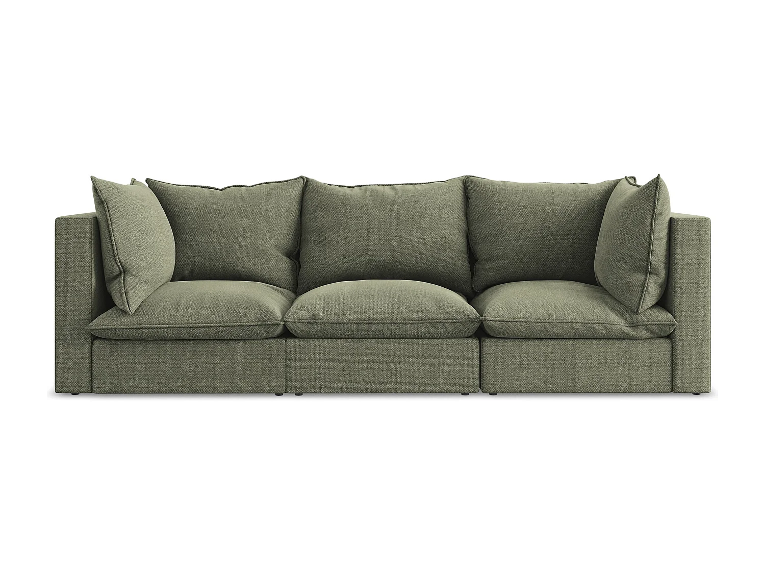 Modulares 3-Sitzer Sofa - - Bouclé - Olive - MANAO