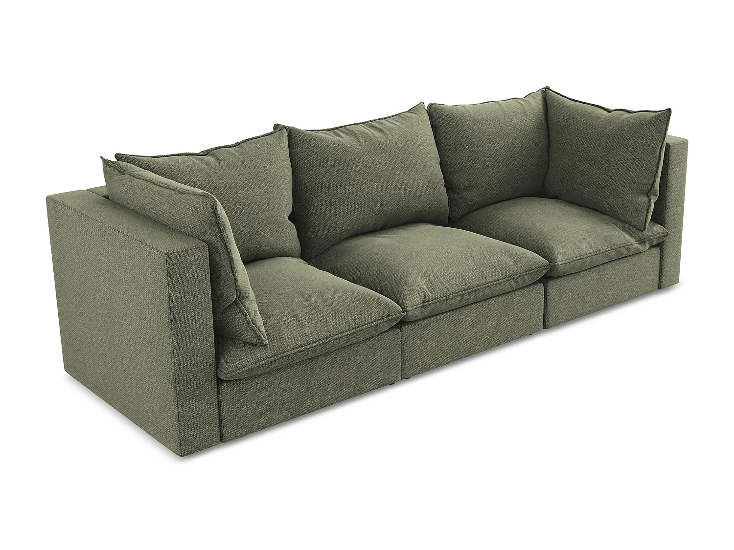 Modulares 3-Sitzer Sofa - - Bouclé - Olive - MANAO