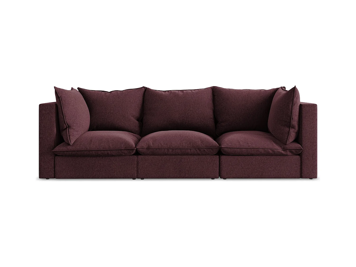 Canapé modulable 3 places en velours - bourgogne - MANAO