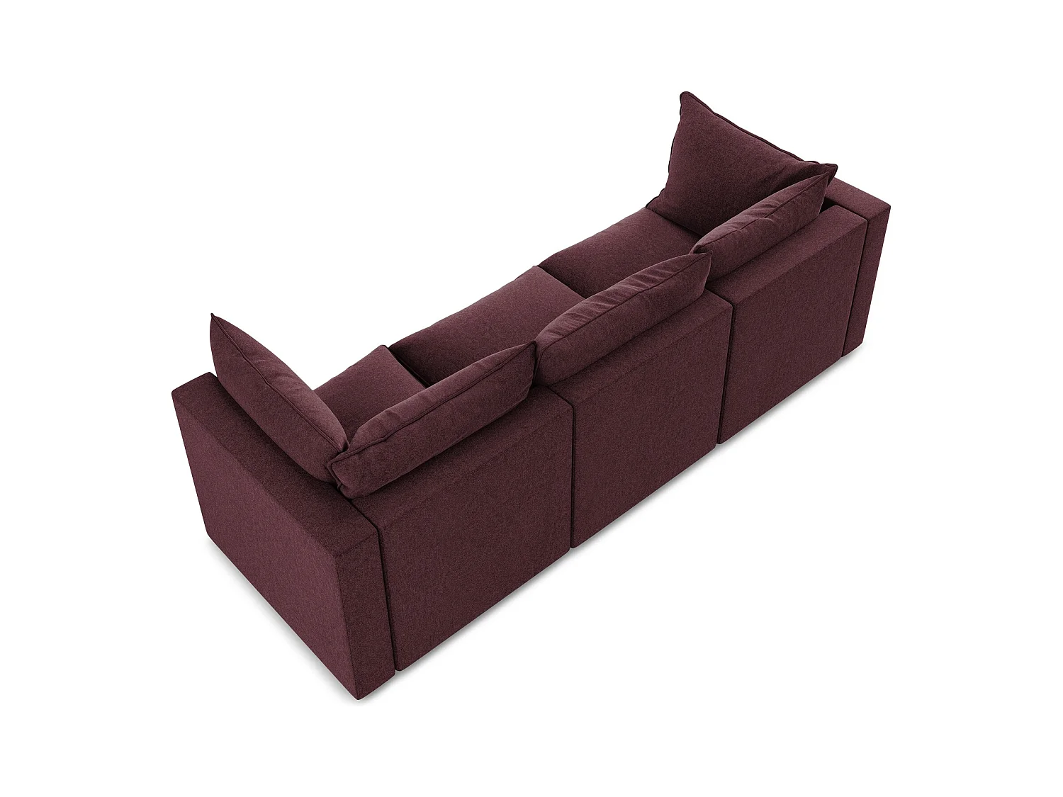 Canapé modulable 3 places en velours - bourgogne - MANAO