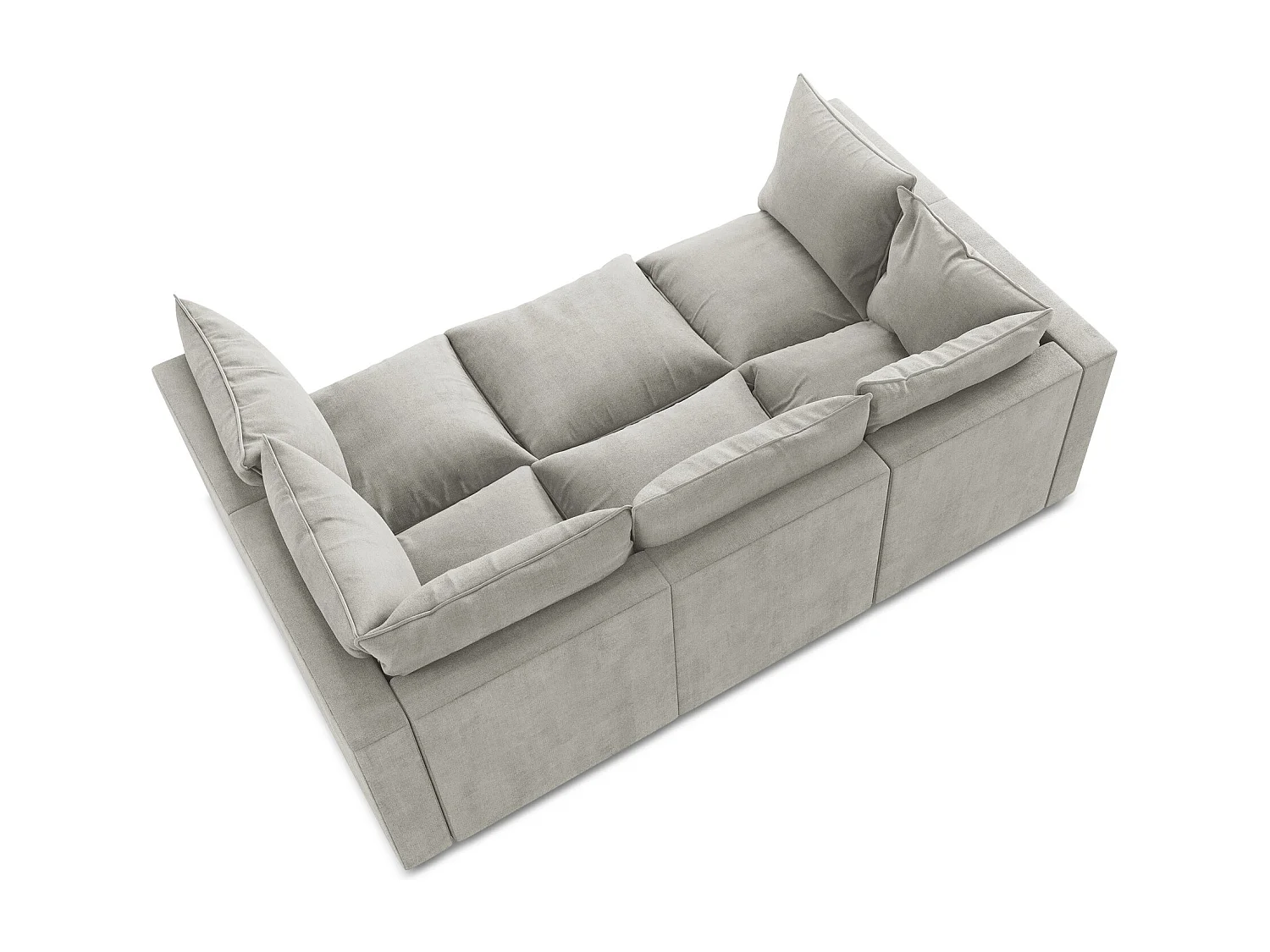 Canapé modulable 3 places en tissu texturé - gris clair - MANAO