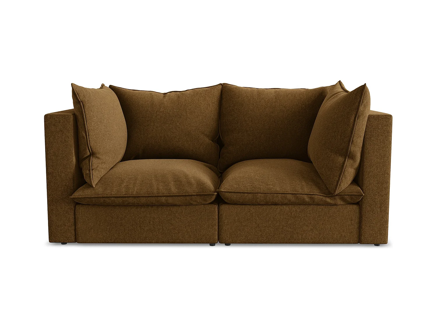 Canapé modulable 2 places en velours - moutarde - MANAO