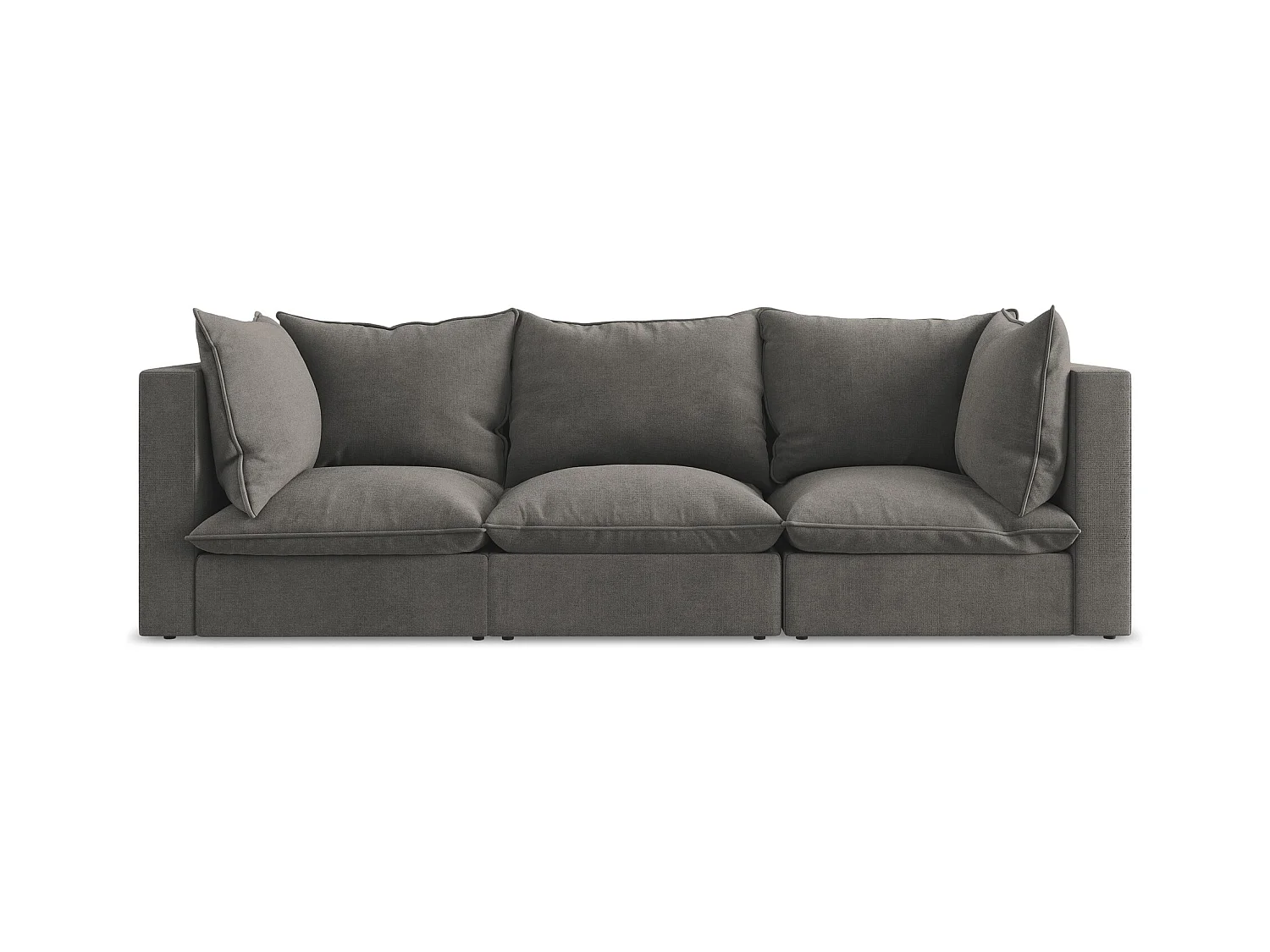 Canapé modulable 3 places en tissu texturé - gris foncé - MANAO