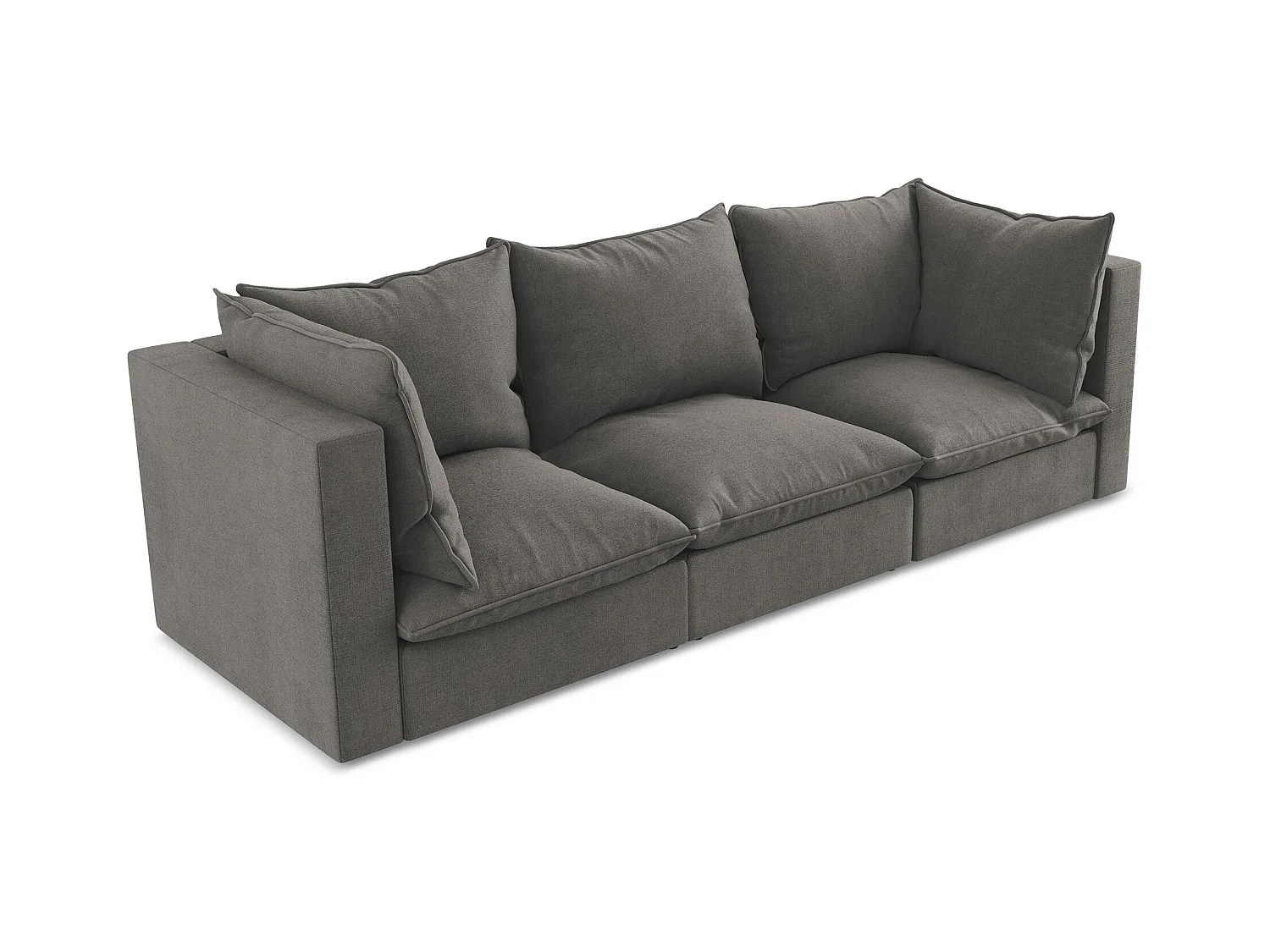 Canapé modulable 3 places en tissu texturé - gris foncé - MANAO