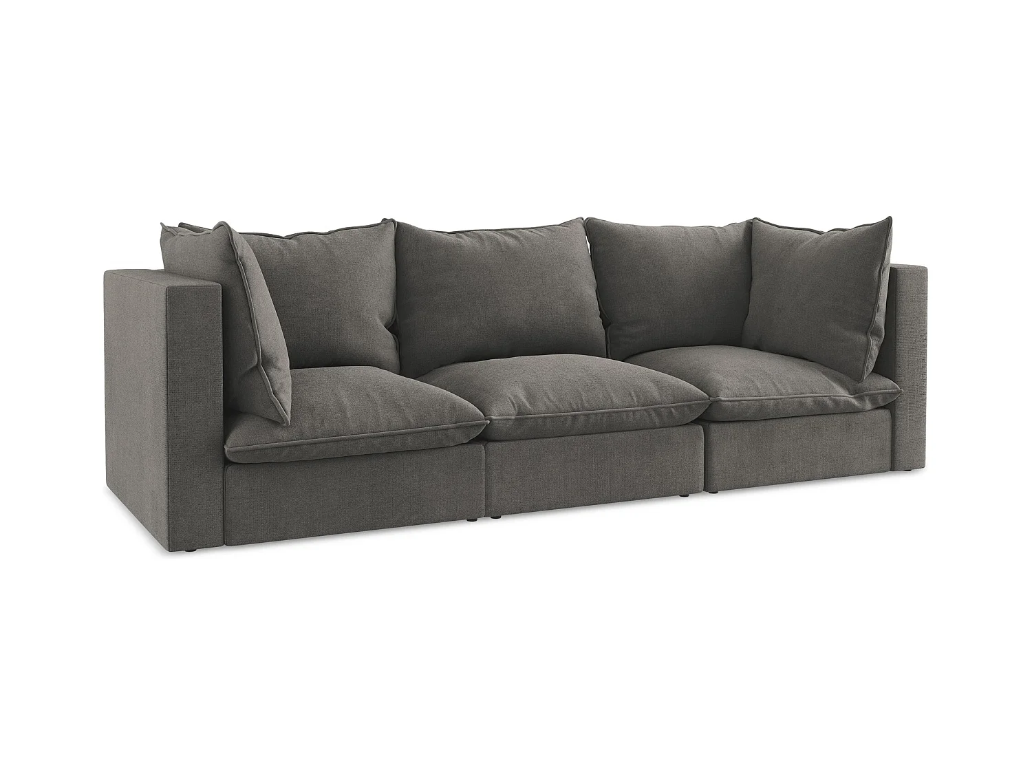 Canapé modulable 3 places en tissu texturé - gris foncé - MANAO