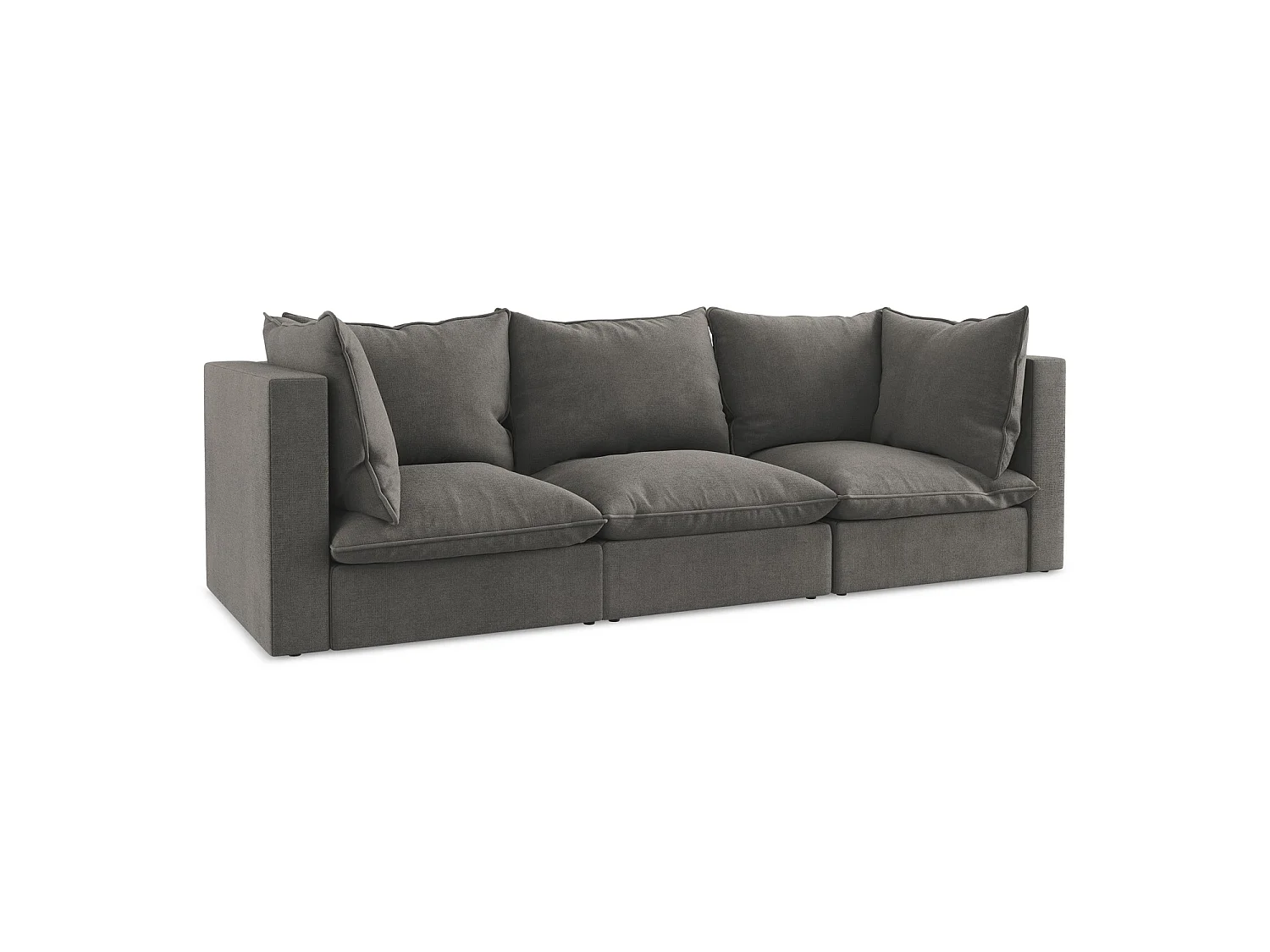 Driezits modulaire bank van donkergrijs textuurstof - RAVENNA