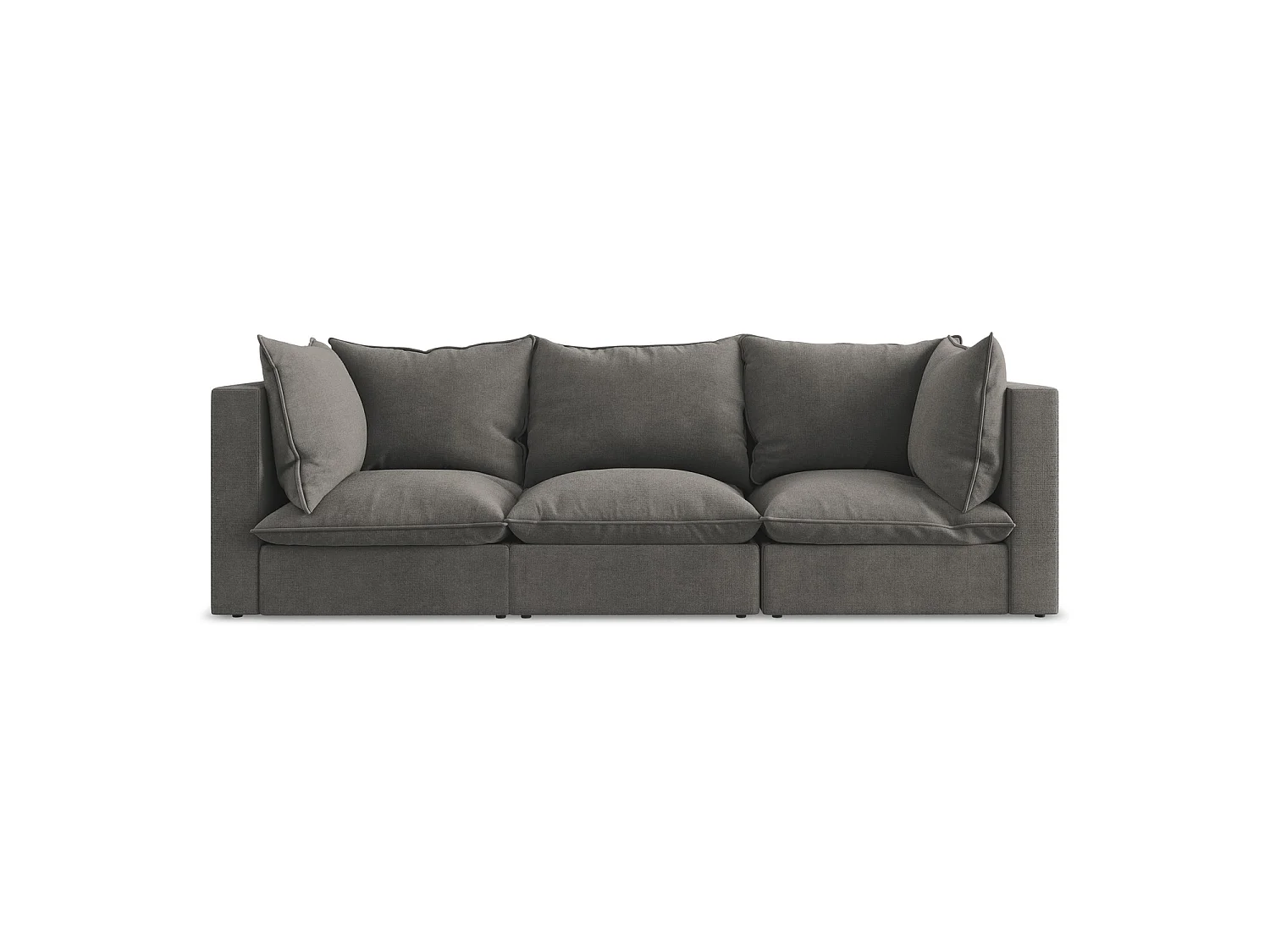Driezits modulaire bank van donkergrijs textuurstof - RAVENNA