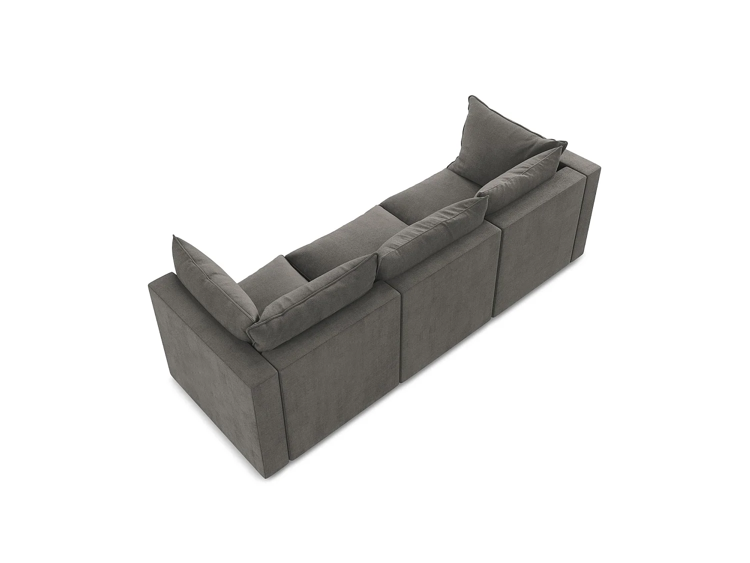 Driezits modulaire bank van donkergrijs textuurstof - RAVENNA