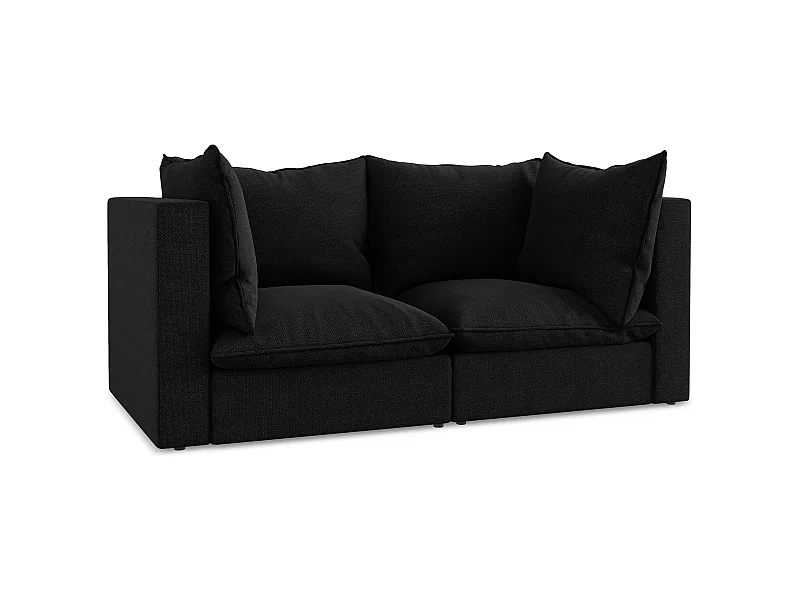 2-Sitzer Sofa - - Bouclé - Schwarz - MANAO