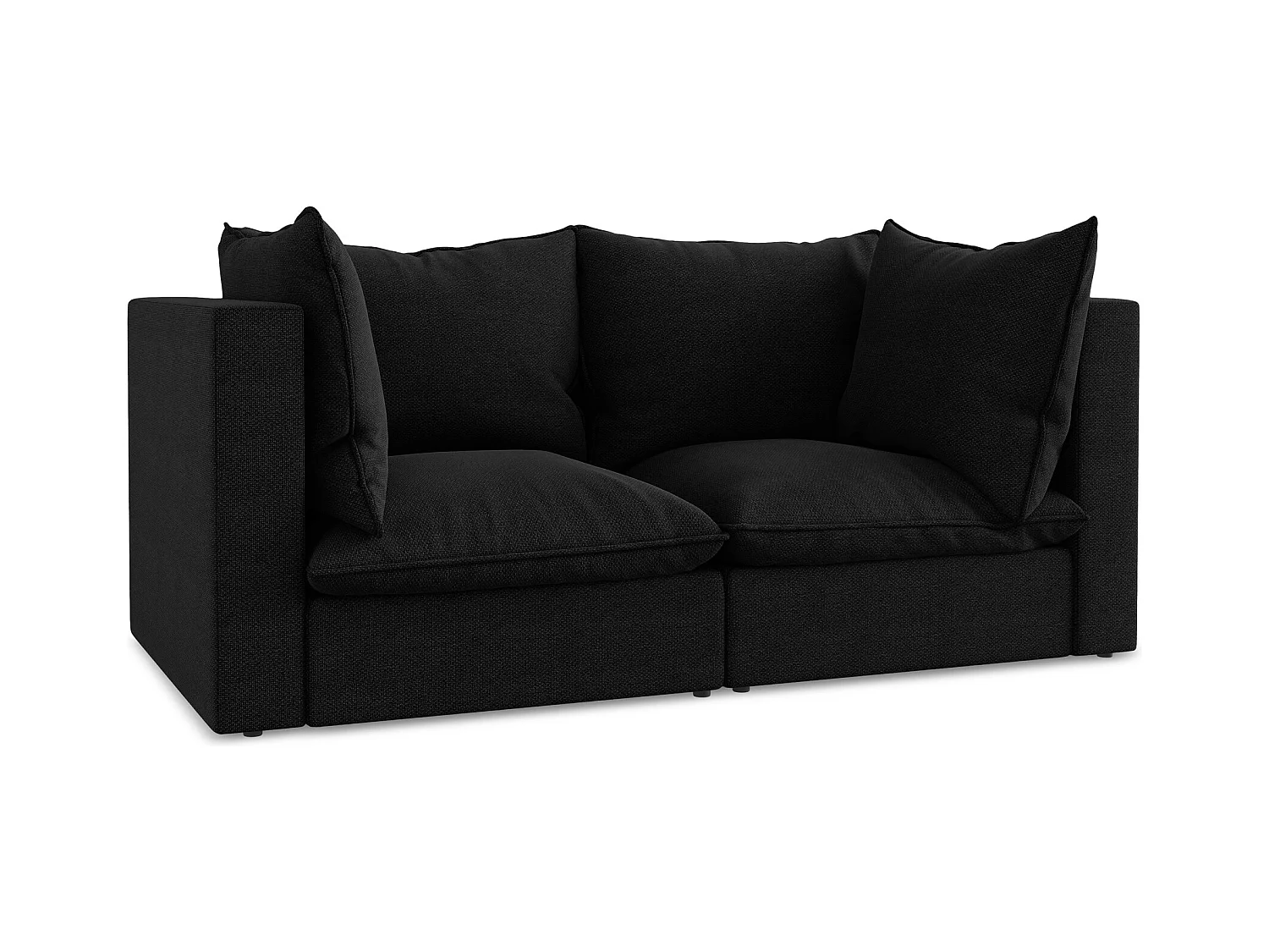 2-Sitzer Sofa - - Bouclé - Schwarz - MANAO