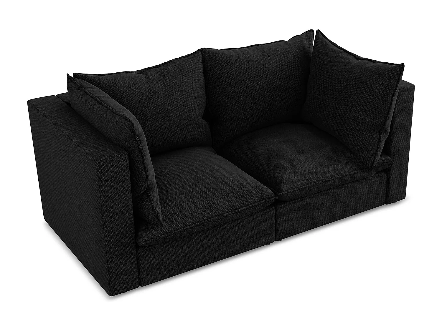 Canapé modulable 2 places en tissu bouclette - noir - MANAO