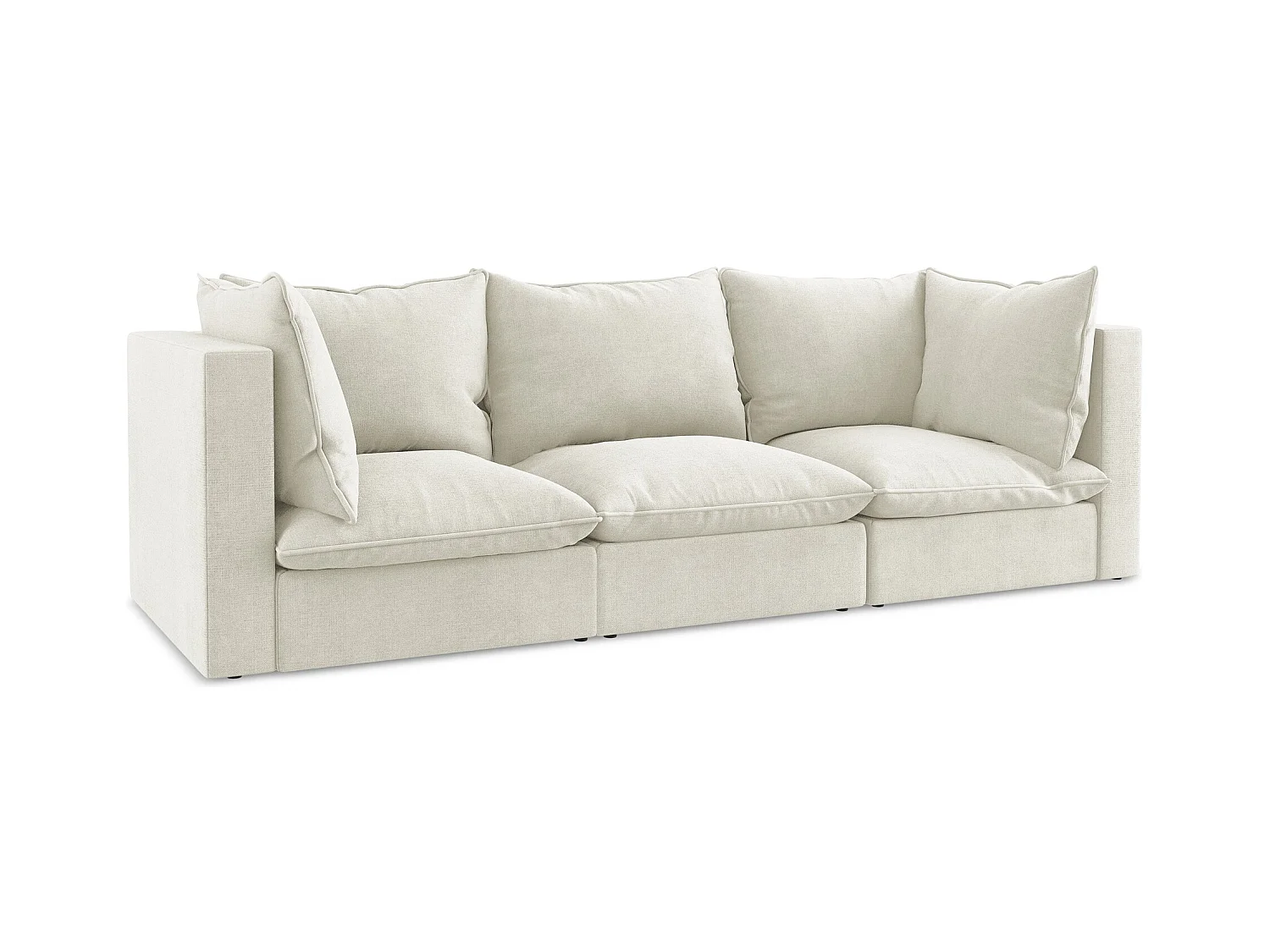 Canapé modulable 3 places en tissu texturé - beige - MANAO