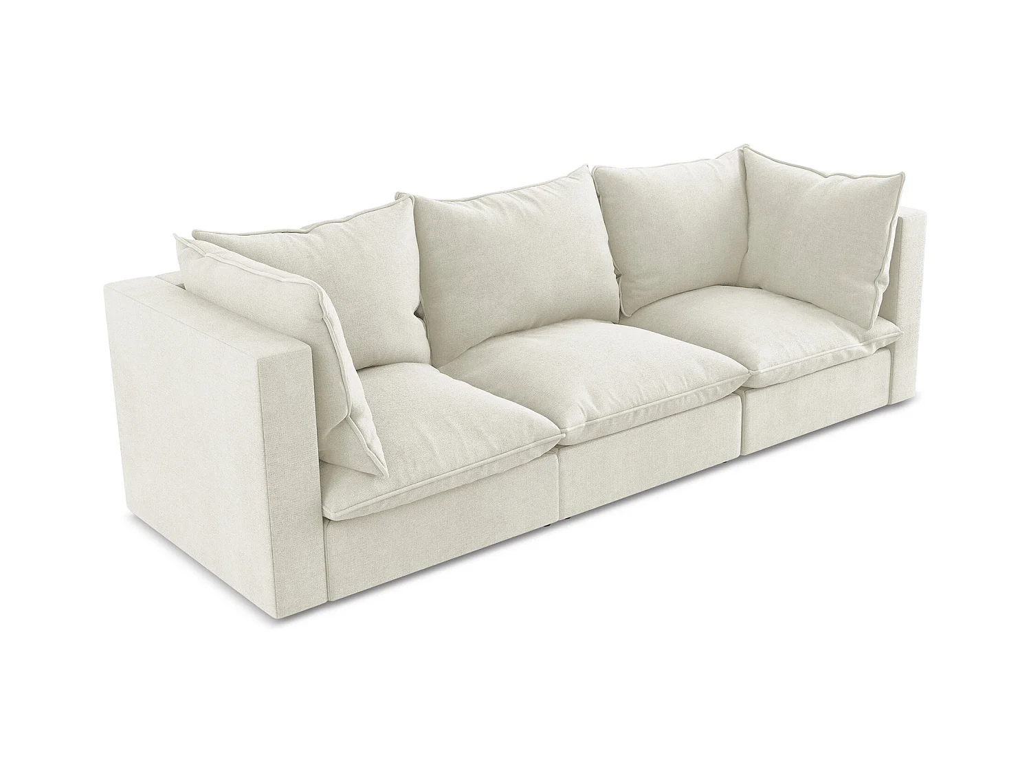 Canapé modulable 3 places en tissu texturé - beige - MANAO