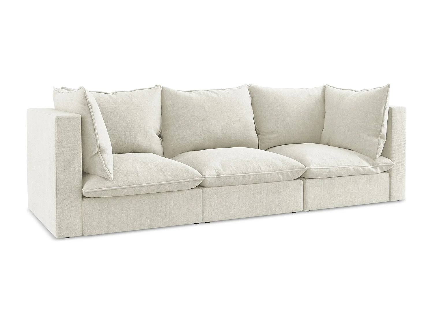 Driezits modulaire bank van beige textuurstof - MANAO